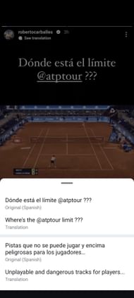 Roberto Carballes Baena's Instagram story on Wednesday